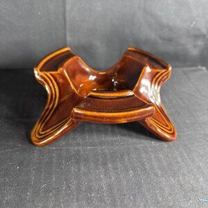 Vtg  Marcrest Daisy Dot Brown Ceramic Footed Chafing Dish Holder Warming Stand